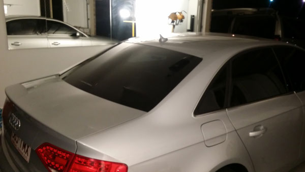 Audi A4 sedan automobile window tint installed in Brisbane Australia rear view